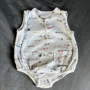 Pehr Fish Print Bubble Romper with Pockets